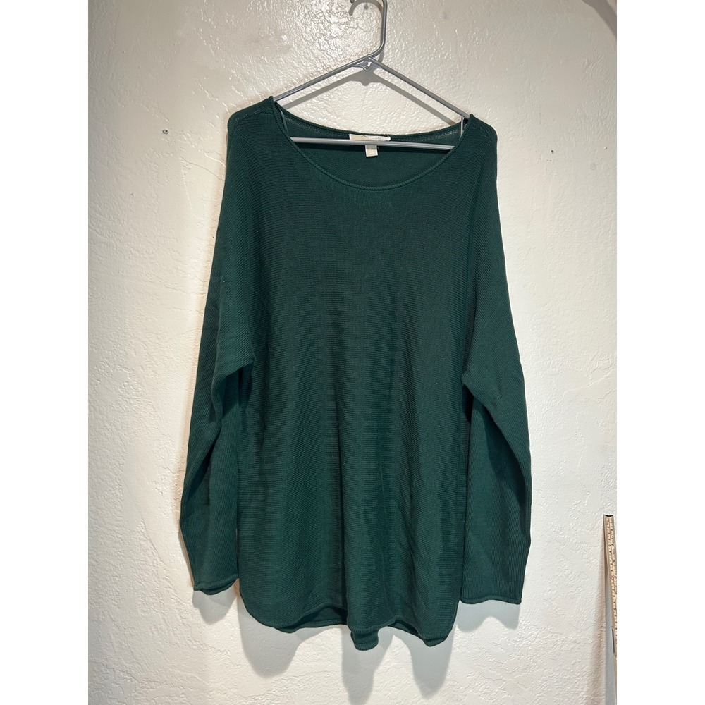 Michael Kors Womens XL Hunter Green Long Sleeve Side Zip Knit Sweater Scoop Neck